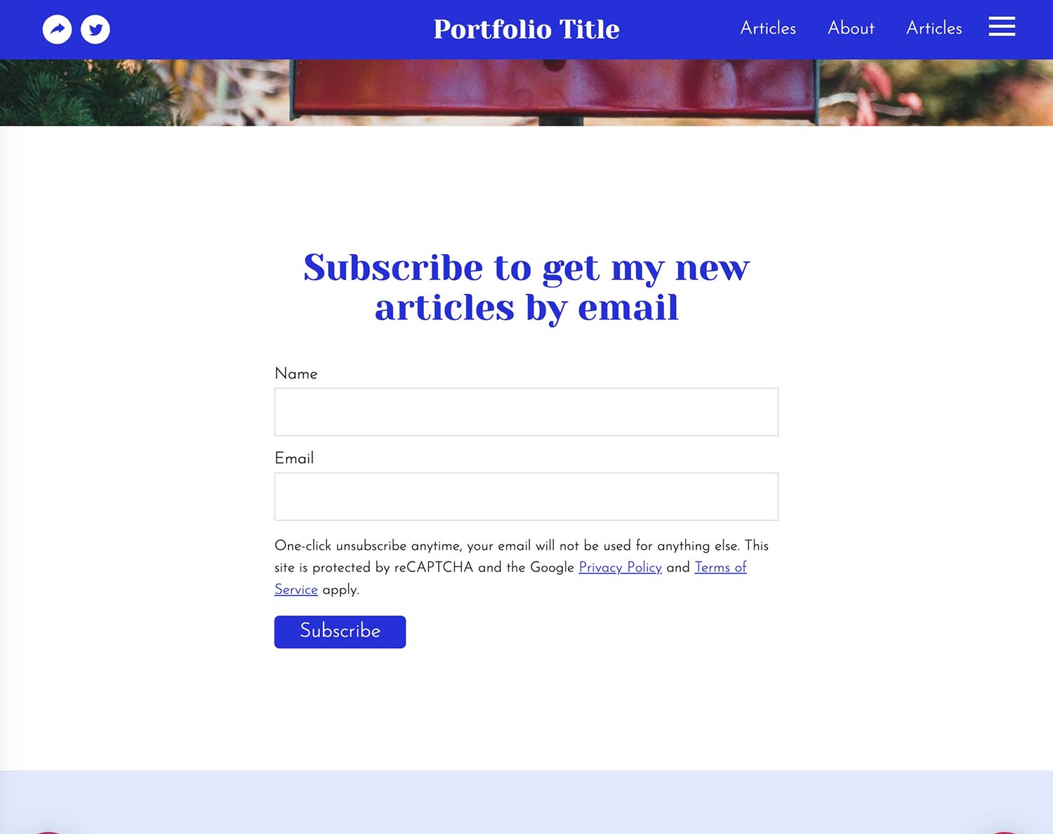 Subscribe Form on Portfolial